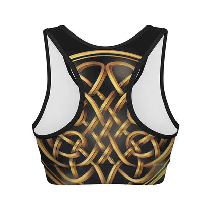 Golden Celtic Knot Print Women's Sports Bra