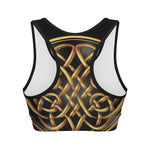 Golden Celtic Knot Print Women's Sports Bra