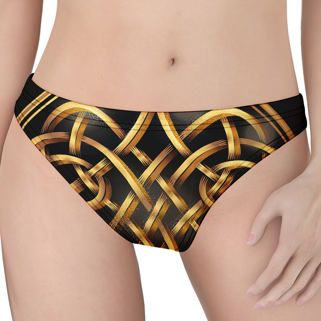 Golden Celtic Knot Print Women's Thong