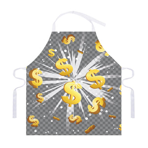 Golden Dollar Sign Explosion Print Adjustable Apron