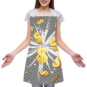 Golden Dollar Sign Explosion Print Adjustable Apron