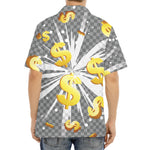 Golden Dollar Sign Explosion Print Aloha Shirt