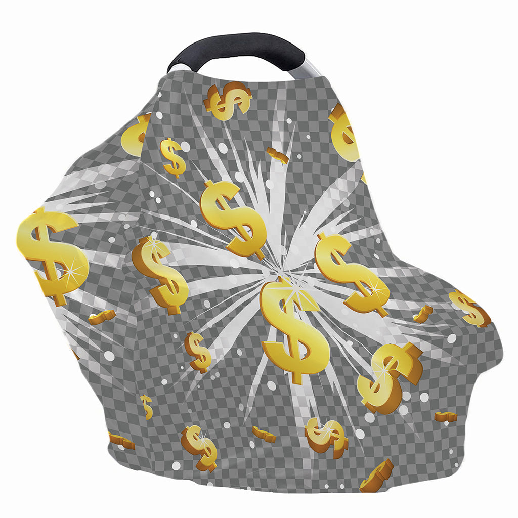 Golden Dollar Sign Explosion Print Baby Seat Cover