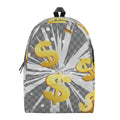 Golden Dollar Sign Explosion Print School Backpack