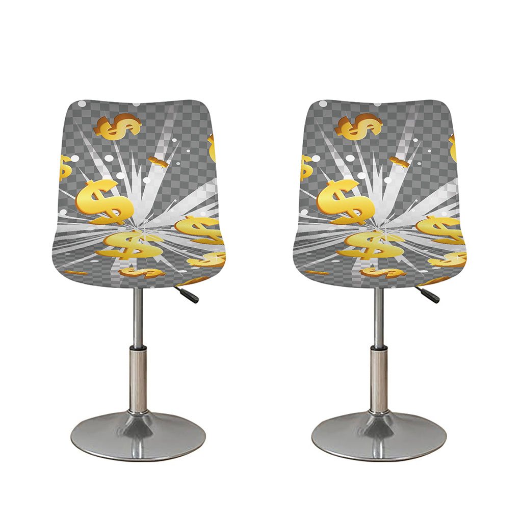 Golden Dollar Sign Explosion Print Bar Stool Covers