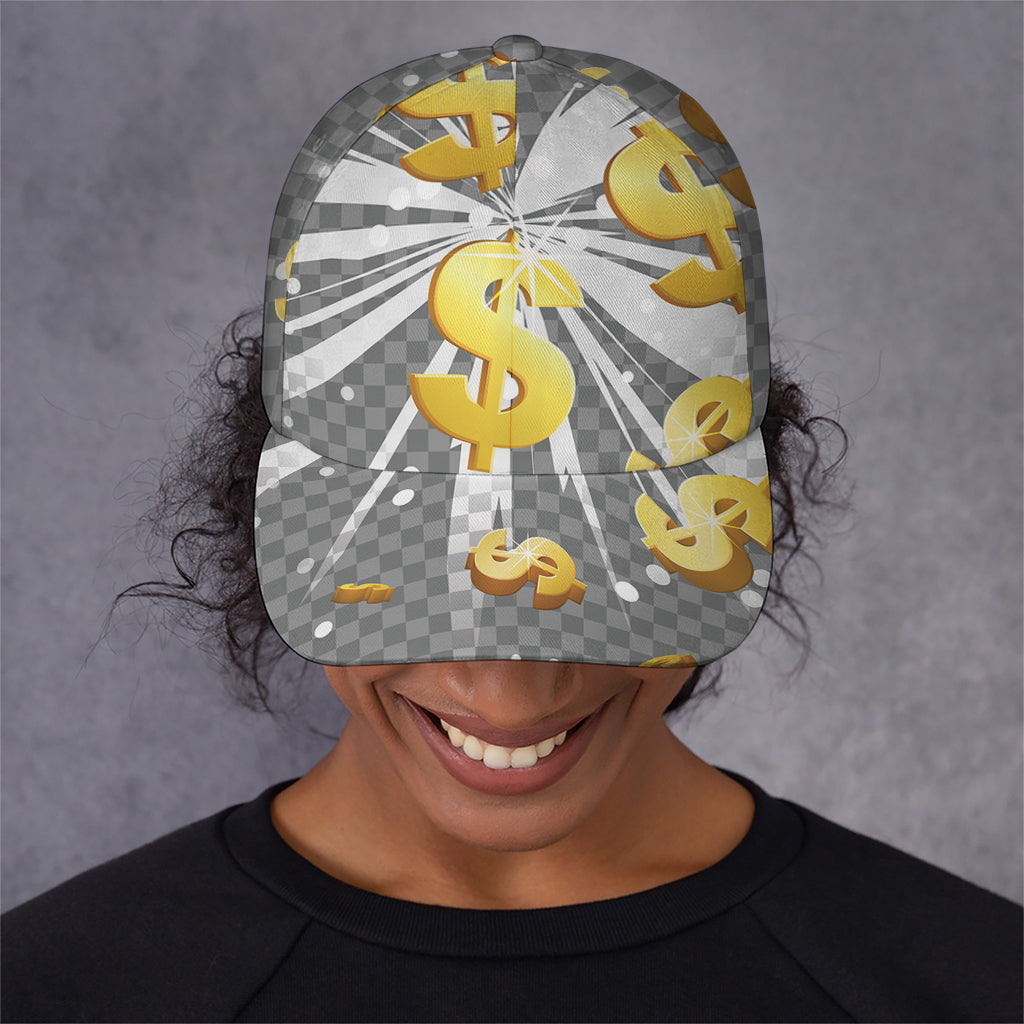 Golden Dollar Sign Explosion Print Baseball Cap