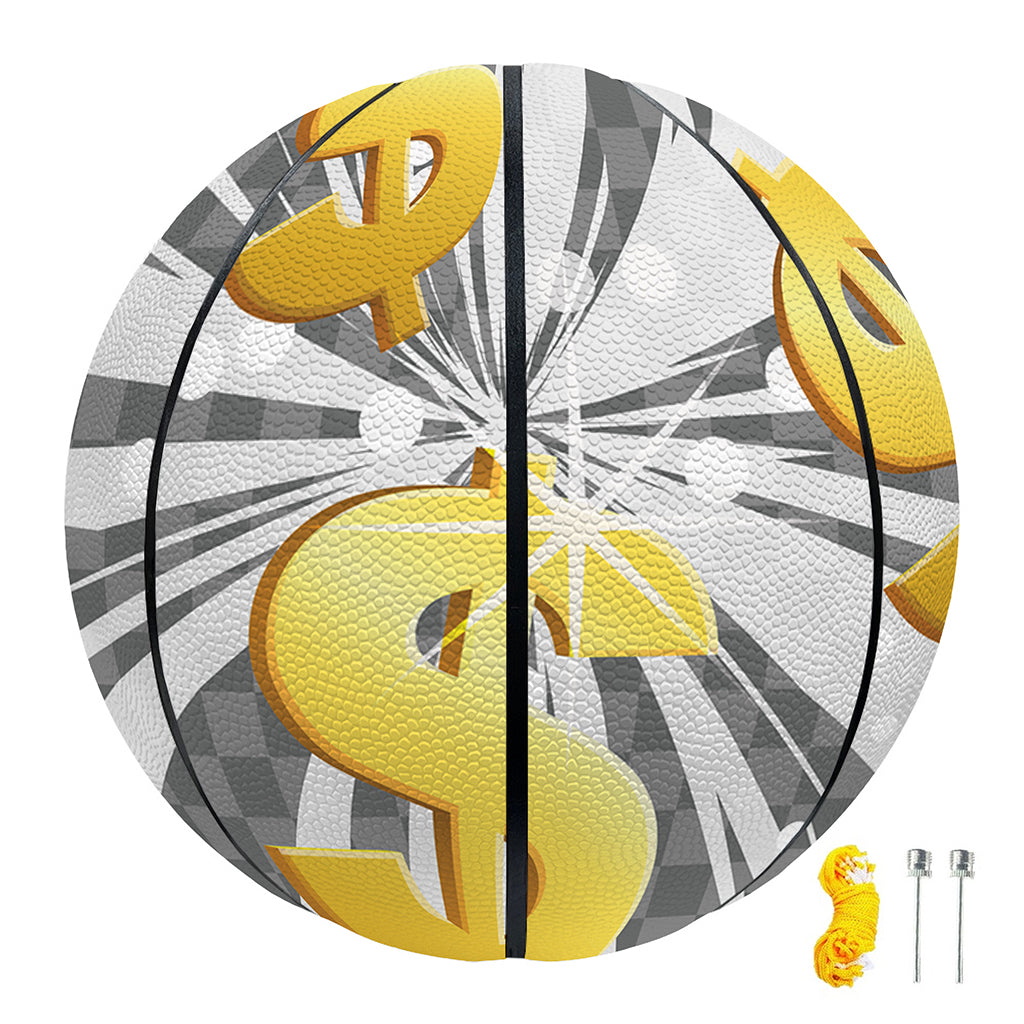 Golden Dollar Sign Explosion Print Basketball