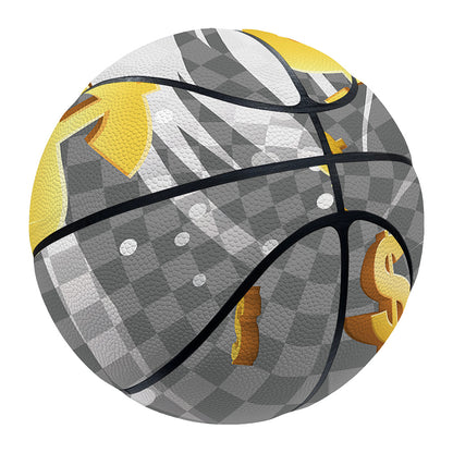 Golden Dollar Sign Explosion Print Basketball
