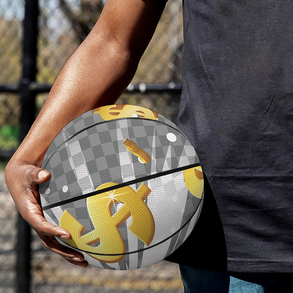 Golden Dollar Sign Explosion Print Basketball