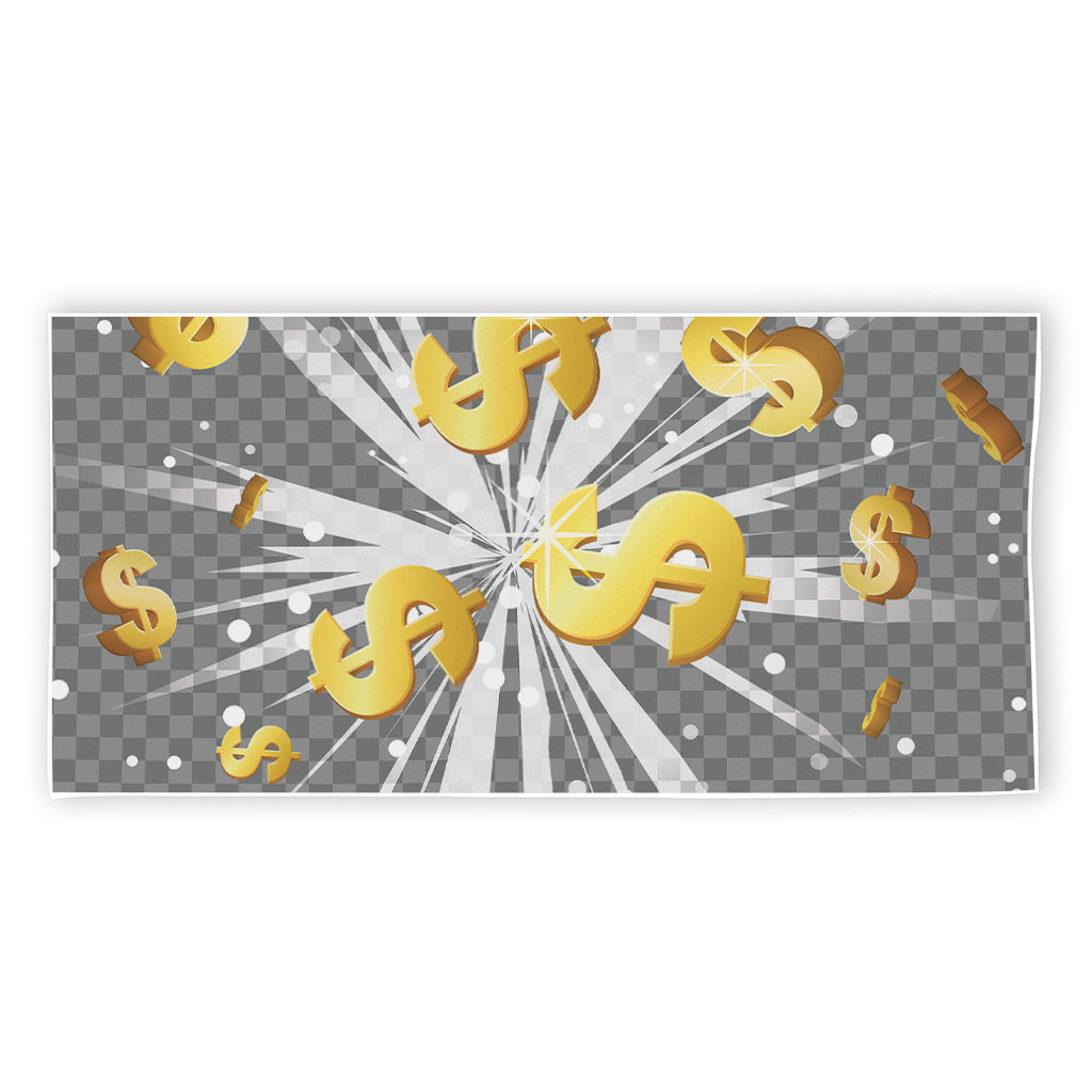 Golden Dollar Sign Explosion Print Beach Towel