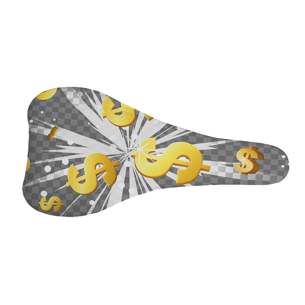 Golden Dollar Sign Explosion Print Bicycle Seat Cover