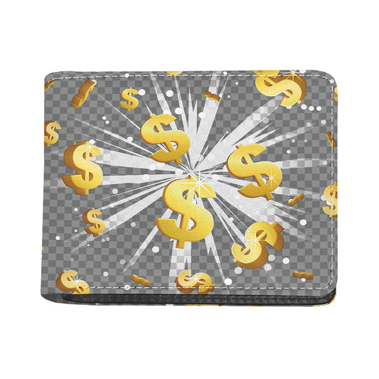 Golden Dollar Sign Explosion Print Bifold Wallet