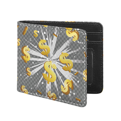 Golden Dollar Sign Explosion Print Bifold Wallet