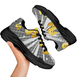 Golden Dollar Sign Explosion Print Black Chunky Shoes