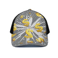 Golden Dollar Sign Explosion Print Black Mesh Trucker Hat