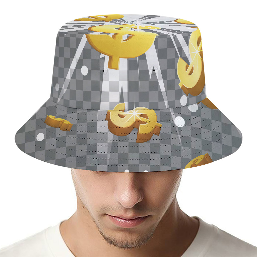 Golden Dollar Sign Explosion Print Bucket Hat