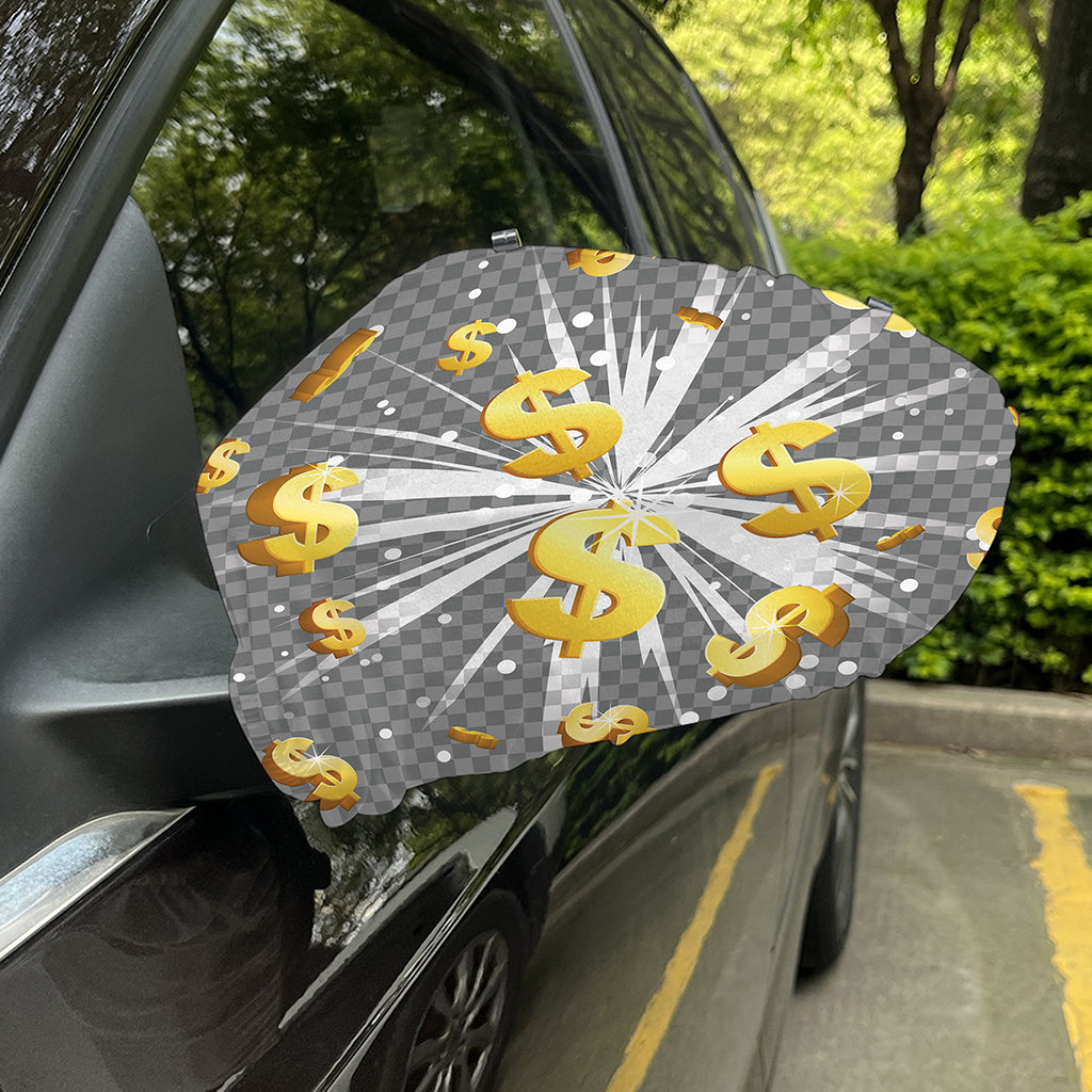 Golden Dollar Sign Explosion Print Car Side Mirror Covers