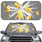 Golden Dollar Sign Explosion Print Car Windshield Sun Shade