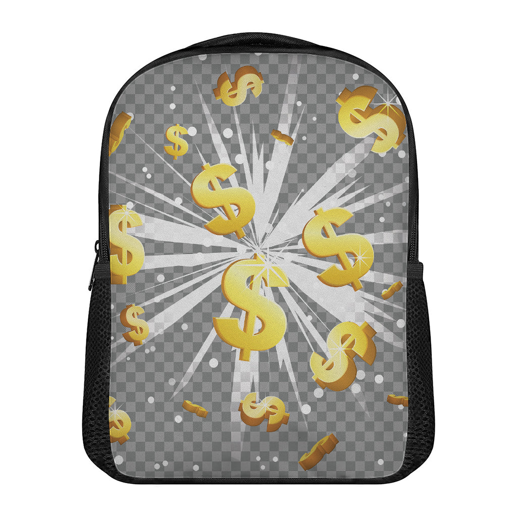 Golden Dollar Sign Explosion Print Casual Backpack