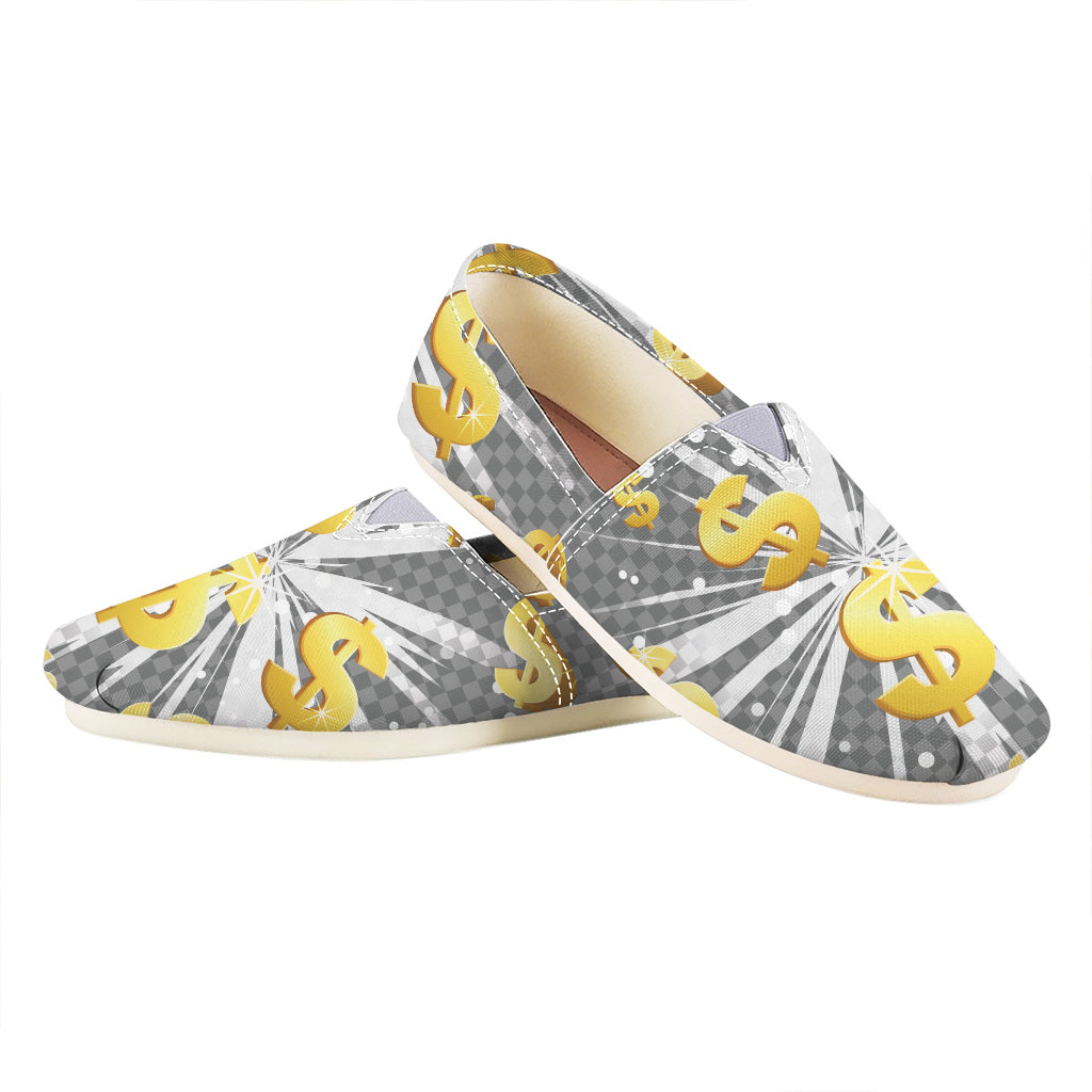 Golden Dollar Sign Explosion Print Casual Shoes