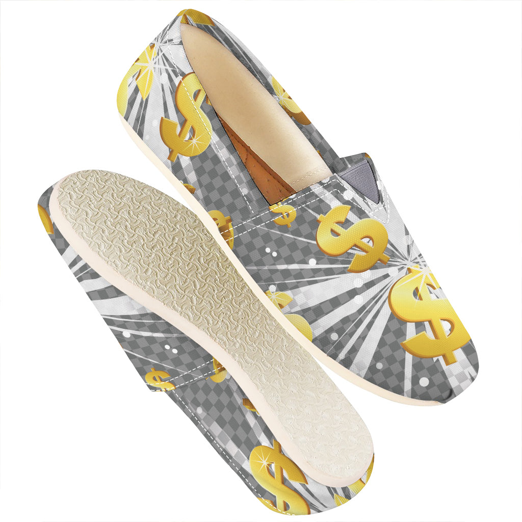 Golden Dollar Sign Explosion Print Casual Shoes