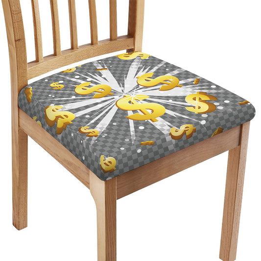 Golden Dollar Sign Explosion Print Chair Cushion Cover
