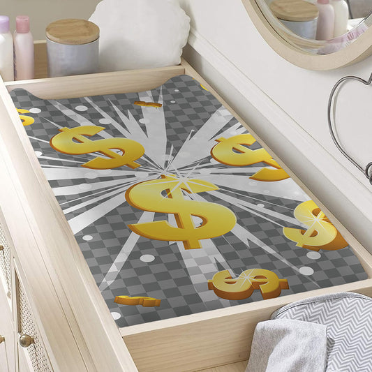 Golden Dollar Sign Explosion Print Changing Pad Cover