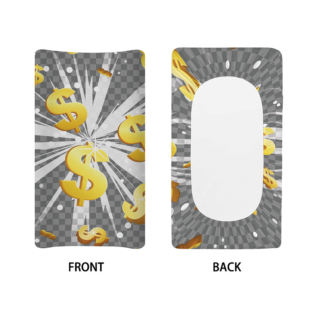 Golden Dollar Sign Explosion Print Changing Pad Cover