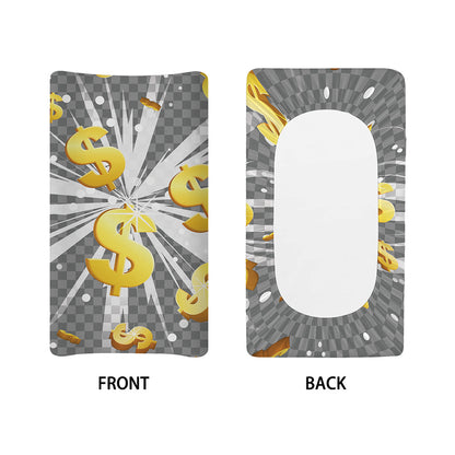 Golden Dollar Sign Explosion Print Changing Pad Cover