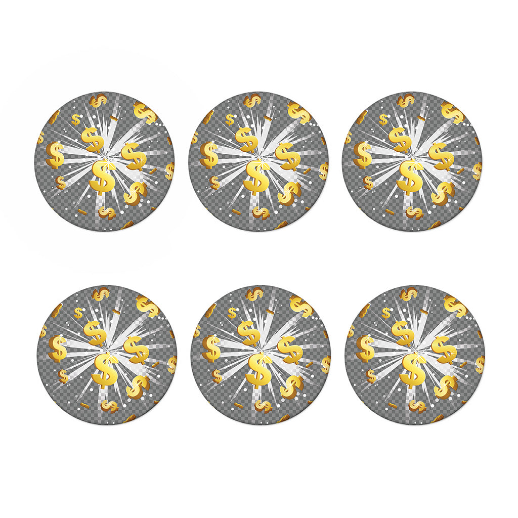 Golden Dollar Sign Explosion Print Coaster Set
