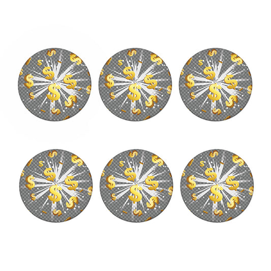 Golden Dollar Sign Explosion Print Coaster Set