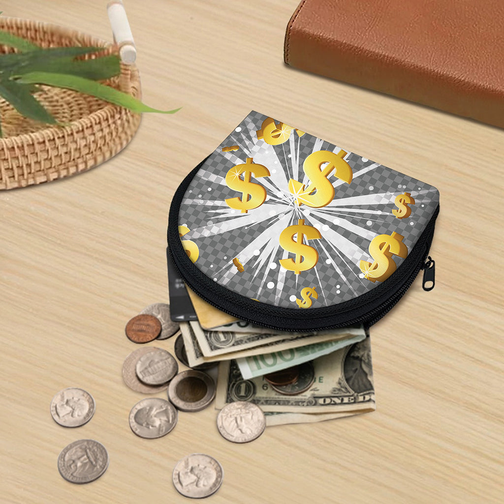 Golden Dollar Sign Explosion Print Coin Purse