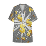 Golden Dollar Sign Explosion Print Cotton Hawaiian Shirt