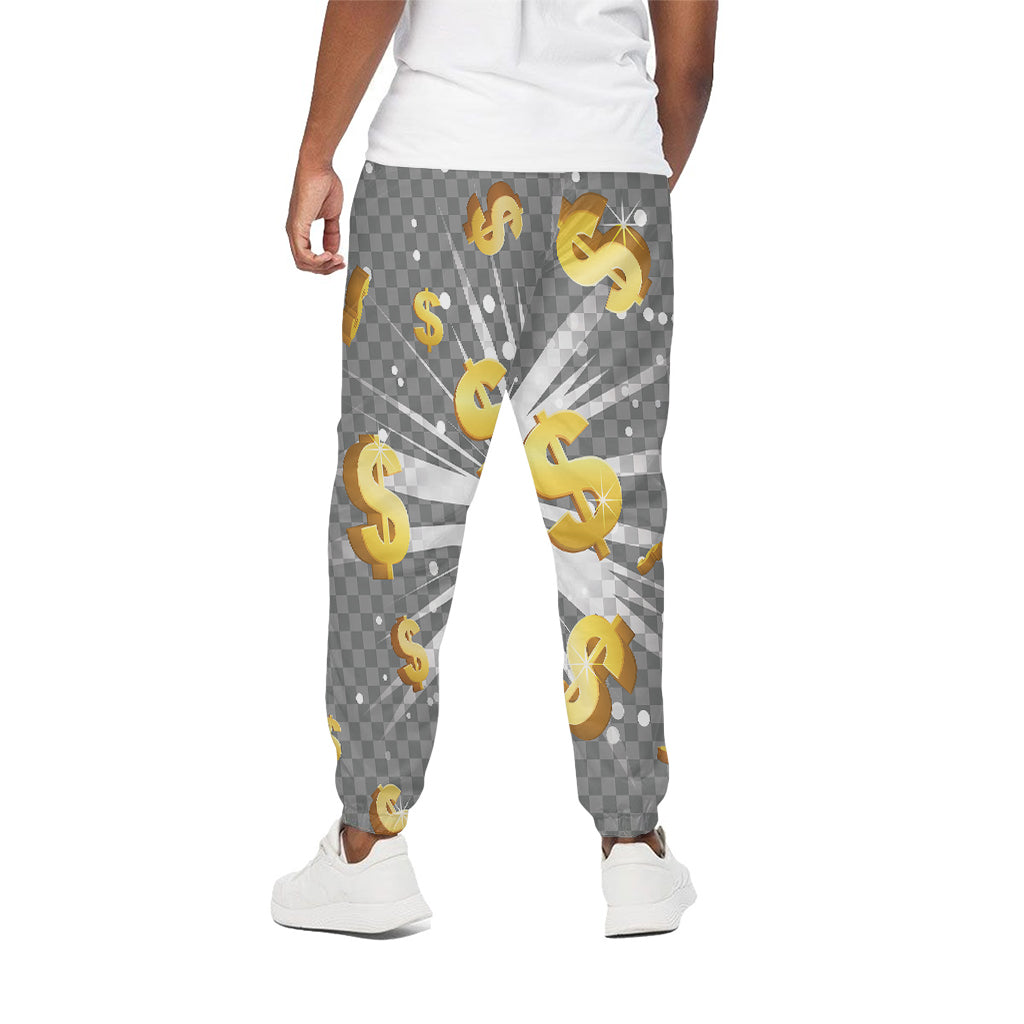 Golden Dollar Sign Explosion Print Cotton Pants