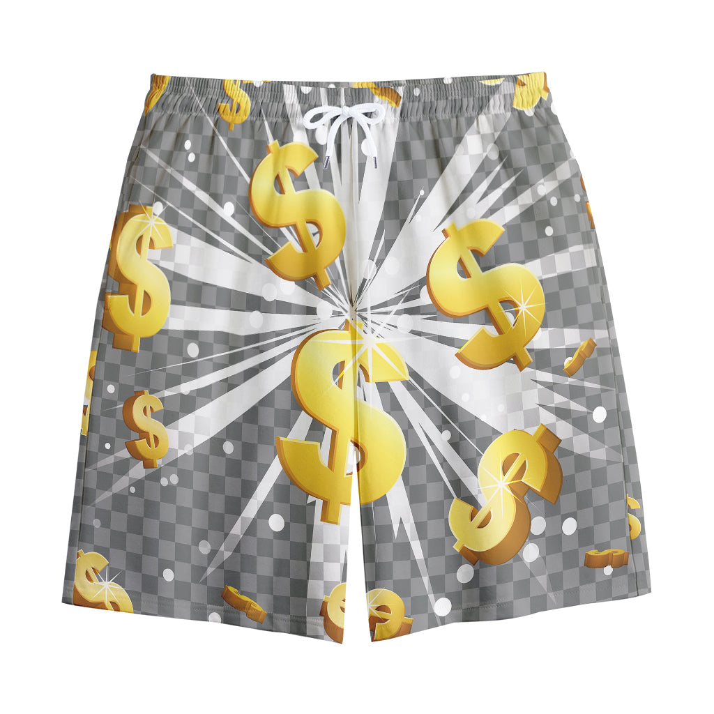 Golden Dollar Sign Explosion Print Cotton Shorts