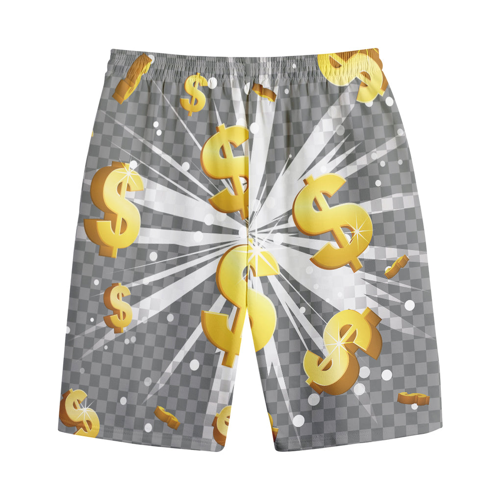 Golden Dollar Sign Explosion Print Cotton Shorts