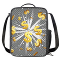 Golden Dollar Sign Explosion Print Crossbody Lunch Bag