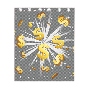 Golden Dollar Sign Explosion Print Curtain