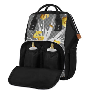 Golden Dollar Sign Explosion Print Diaper Bag