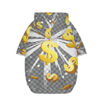 Golden Dollar Sign Explosion Print Dog Zip Up Hoodie