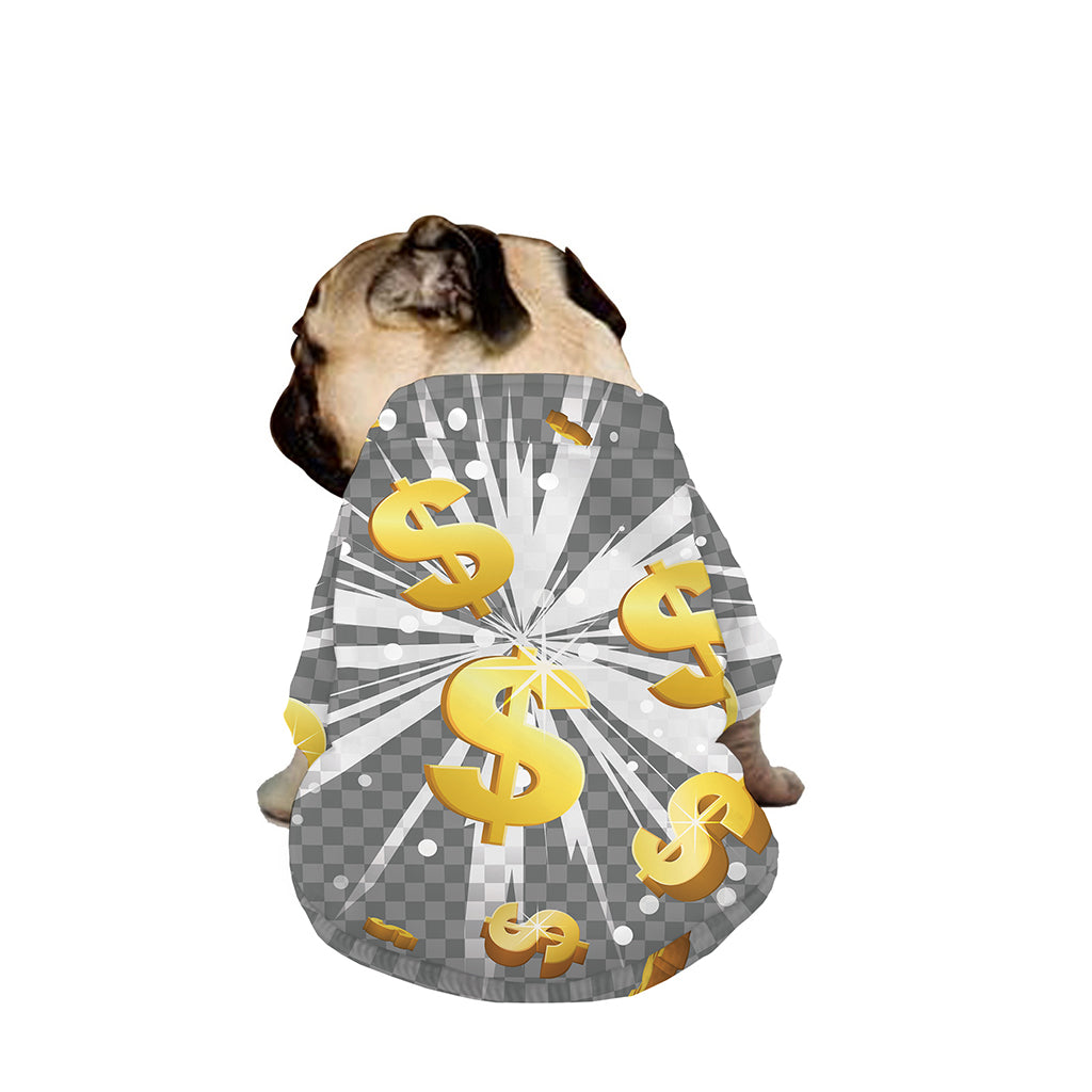 Golden Dollar Sign Explosion Print Dog Zip Up Jacket