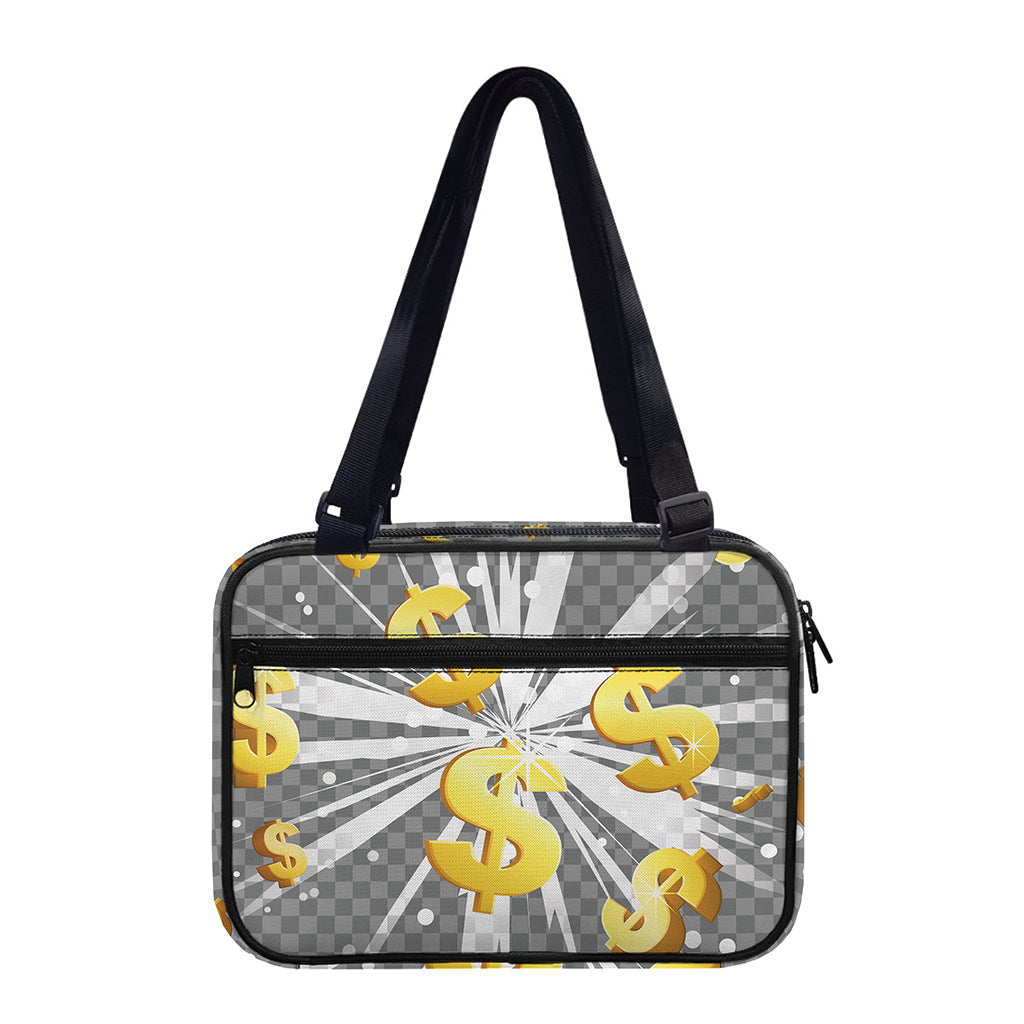 Golden Dollar Sign Explosion Print Double Strap Bible Bag