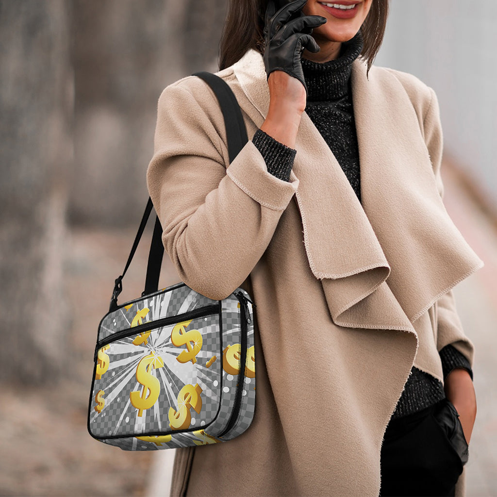 Golden Dollar Sign Explosion Print Double Strap Bible Bag