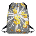 Golden Dollar Sign Explosion Print Drawstring Backpack