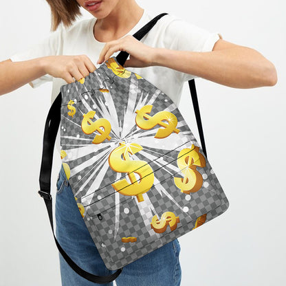 Golden Dollar Sign Explosion Print Drawstring Backpack