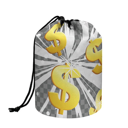 Golden Dollar Sign Explosion Print Drawstring Makeup Bag
