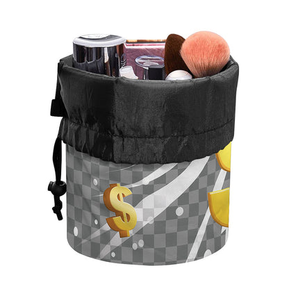 Golden Dollar Sign Explosion Print Drawstring Makeup Bag