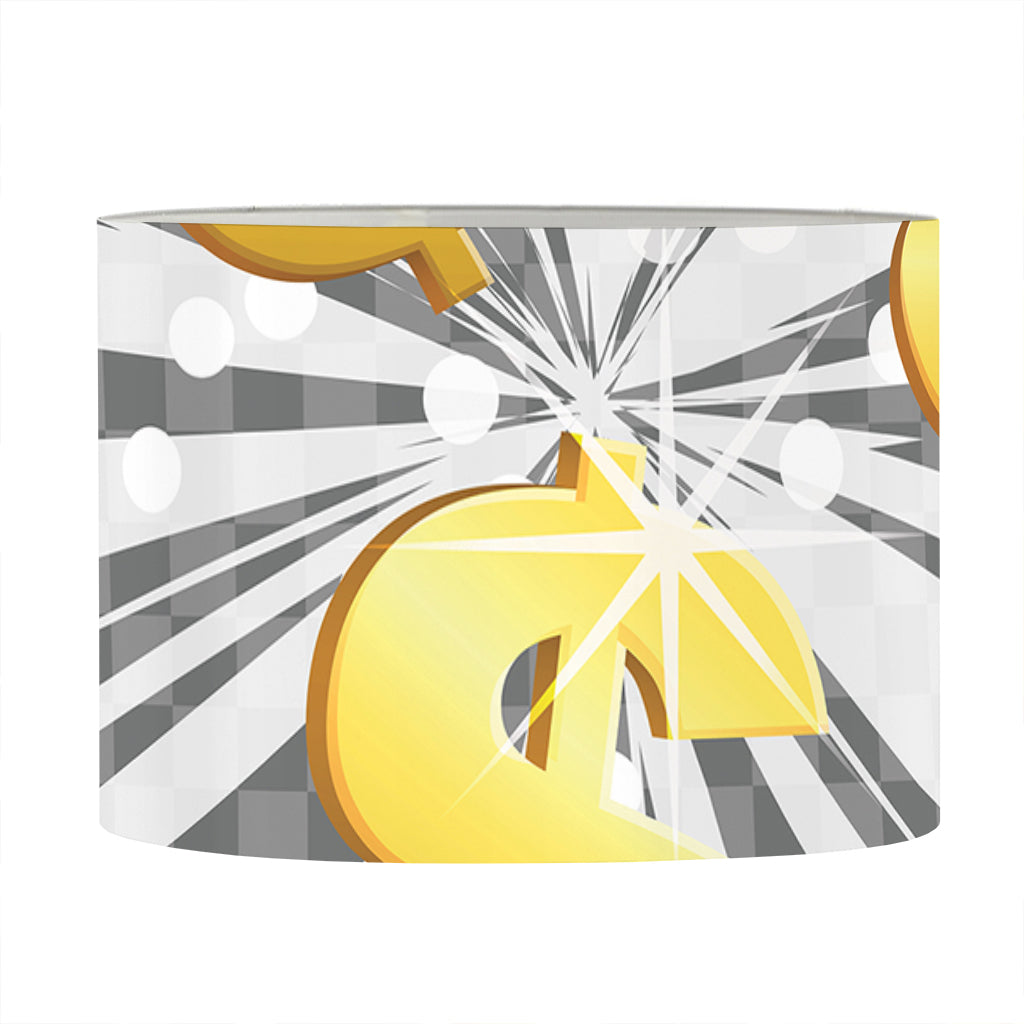 Golden Dollar Sign Explosion Print Drum Lamp Shade