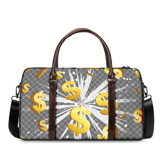 Golden Dollar Sign Explosion Print Duffle Bag