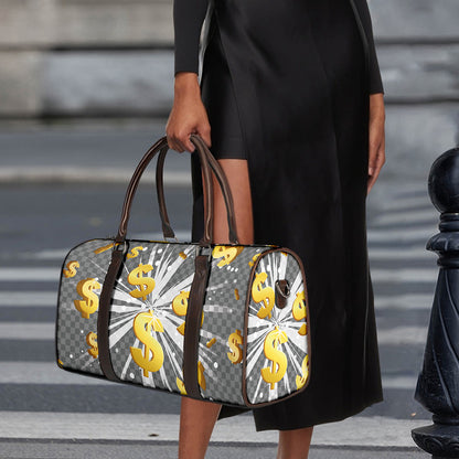 Golden Dollar Sign Explosion Print Duffle Bag